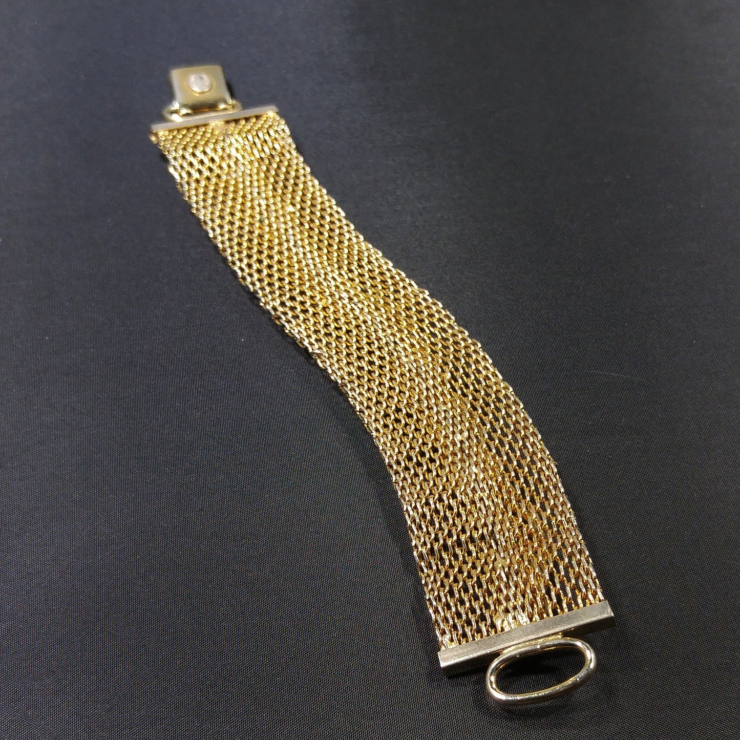 Hattie Carnegie Mesh Chain Bracelet, Gold Plated, 1950s Vintage Jewelry