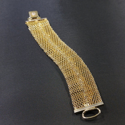 Hattie Carnegie Mesh Chain Bracelet, Gold Plated, 1950s Vintage Jewelry