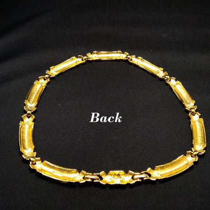 Monet Cream Enamel Link Necklace, Gold Plated, 1980s Vintage Jewelry