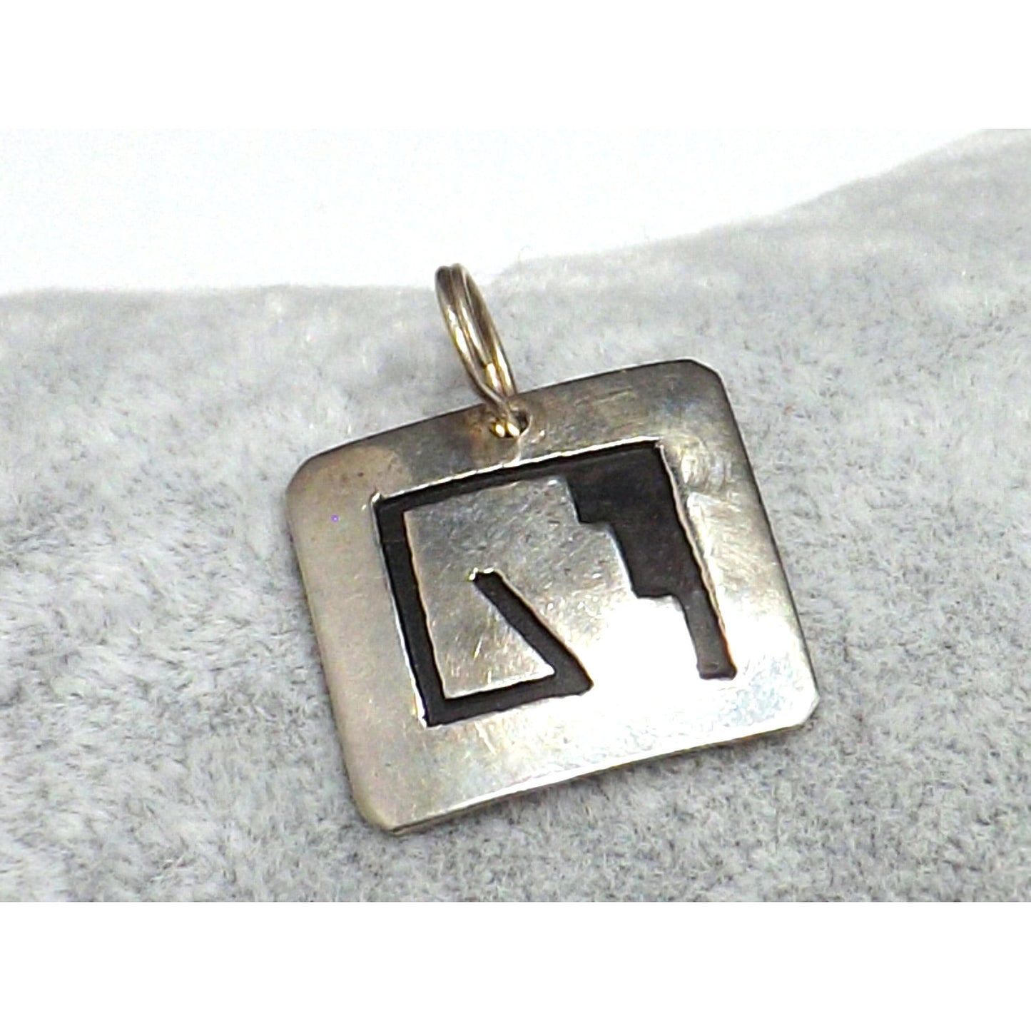Navajo T. Billy Sterling Silver Pendant, Black Enamel, 1970s Vintage Jewelry
