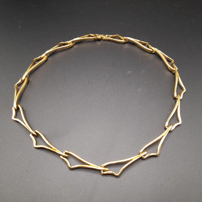 Vintage Monet Unique Link Choker Necklace, Gold Plated, 1960s Vintage Jewelry