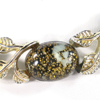 Lucite Glitter Cabochon Choker Necklace, Mid-century, 1950s Vintage Jewelry