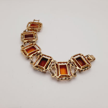 Vintage Sarah Coventry Light Dark Topaz Link Bracelet 1970s