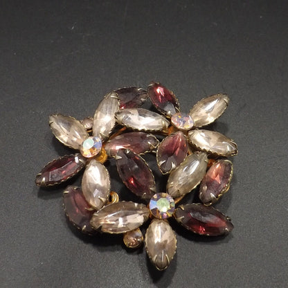 Floral Purple Lilac Floral Brooch, Riveted Construction, 1950s Vintage Jewelry