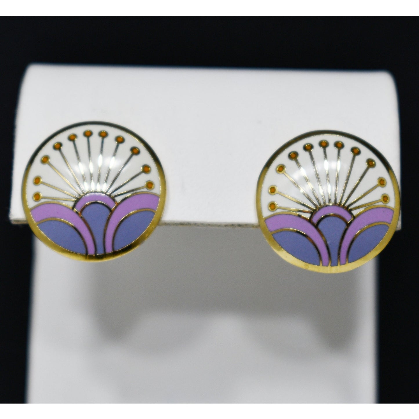 Laurel Burch "Kirin" Cloisonne Earrings, Gold Plated, 1980s Vintage Jewelry