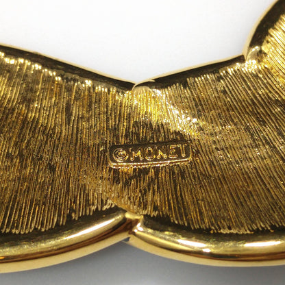 Monet Black Enamel Leaves Choker Necklace, Gold Plated, 1980s Vintage Jewelry