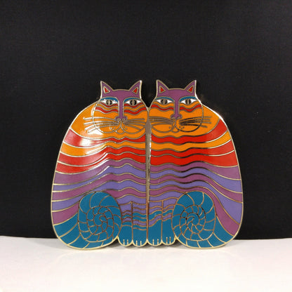 Laurel Burch "Rainbow Cats" Pendant for Necklace, Gold Plated, Needs Silk Cord, 1980s