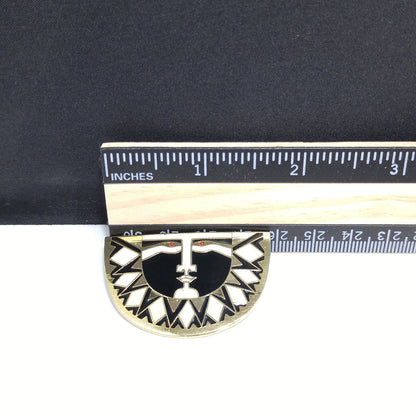 Laurel Burch "Sunface" Brooch, Snake Eyes, Gold Plated, 1980s Vintage Jewelry