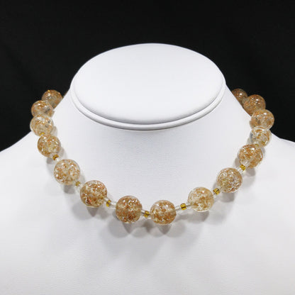 Venetian Glass Beaded Necklace, Copper Aventurine Italian Beads