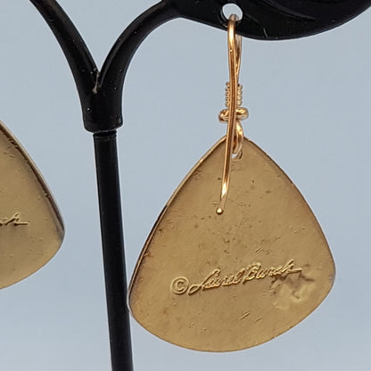 Vintage Laurel Burch Gold Plated Purple Waterfall Earrings