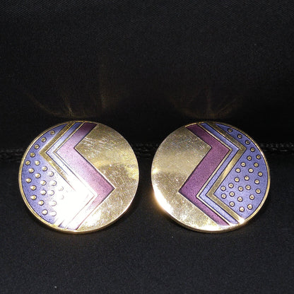 Vintage Laurel Burch Cloisonne Enamel Post Earrings, Gold Plated