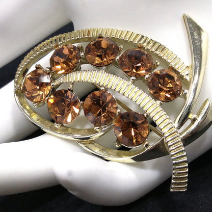 Kramer Topaz Crystal Rhinestone Brooch, Mid-Century Modern, 1950s Vintage Jewelry