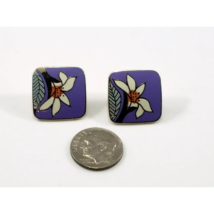 Laurel Burch "Wild Lily" Clip Earrings, Gold Plated, 1980s Vintage Earrings