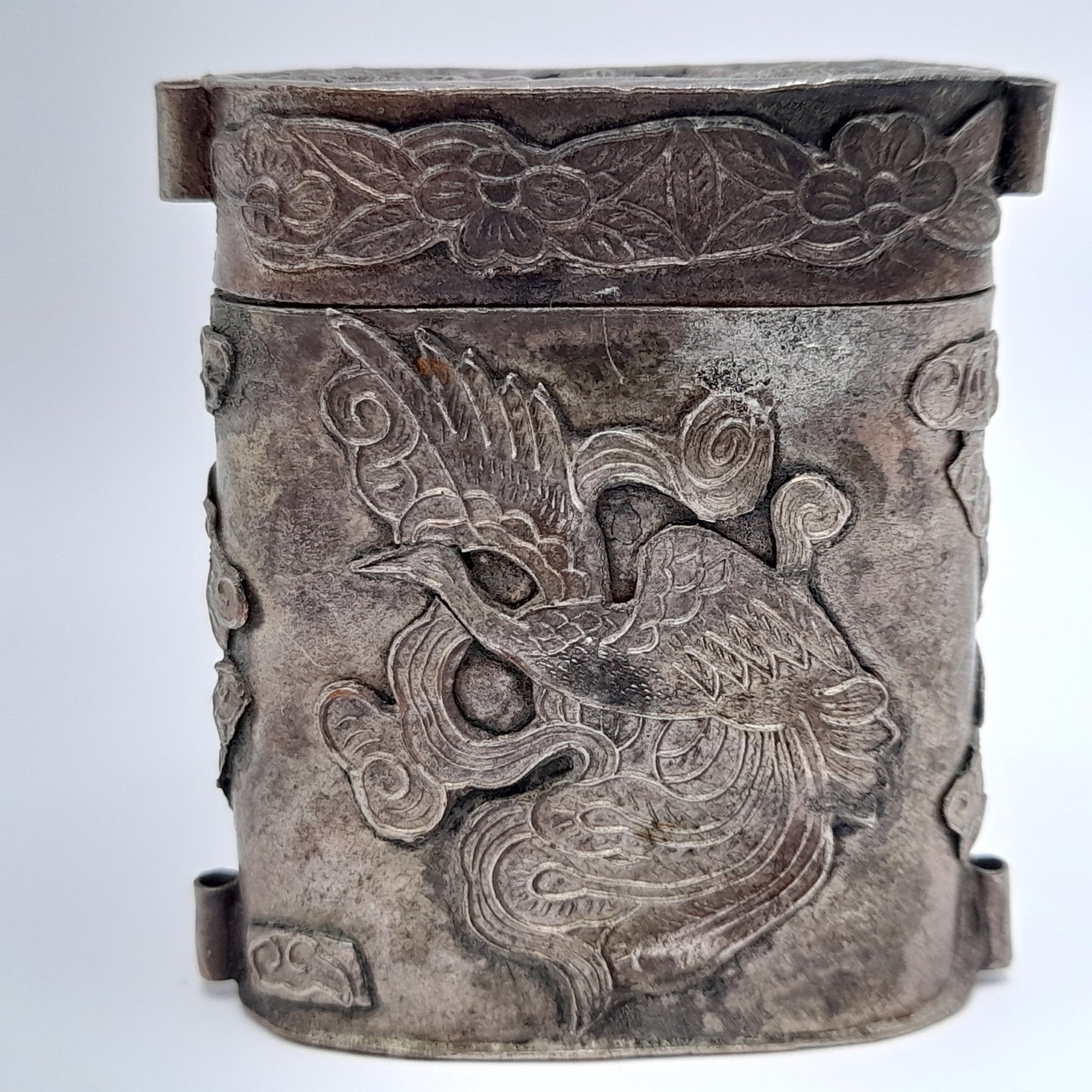 Vintage Dragon & Phoenix Asian Art Box Pendant, No Chain