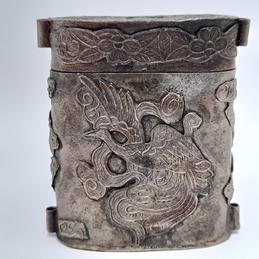 Vintage Dragon & Phoenix Asian Art Box Pendant, No Chain