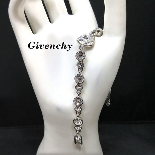 Vintage Givenchy Bracelet – Clear Rhinestone Links, Rhodium Plate, 1990s