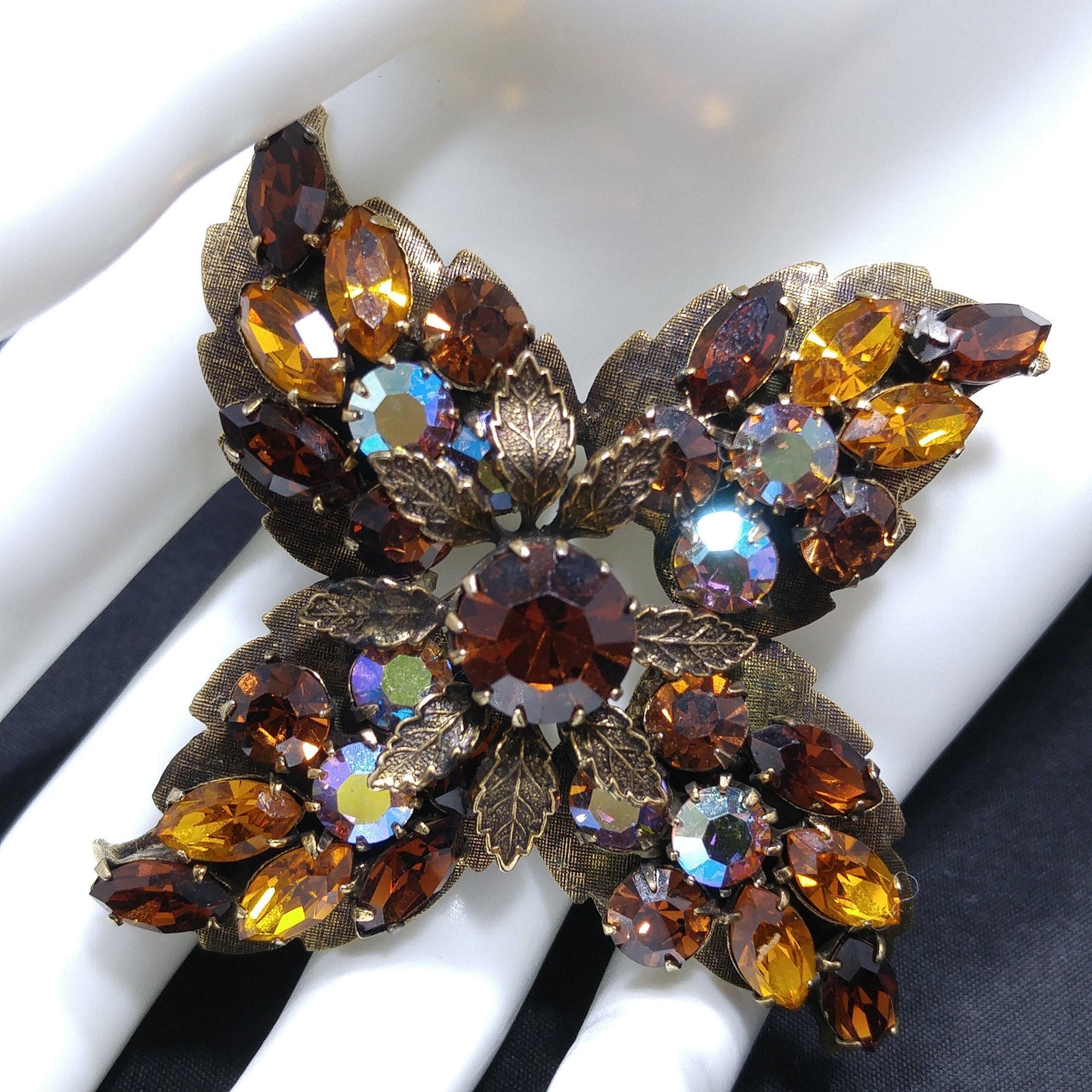Regency Topaz Brooch Earrings Set, 1950s Vintage Jewelry