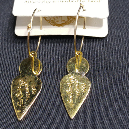 Laurel Burch "Femina" 1993 Earrings, Gold Over Sterling, 1990s Vintage Jewelry
