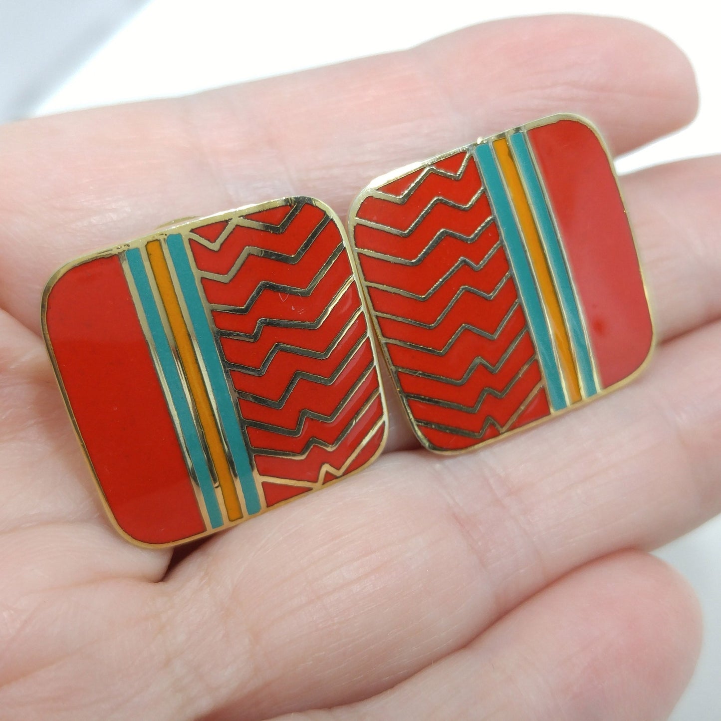 Laurel Burch "Ahktar" Post Earrings, Gold Plated, 1980s Vintage Jewelry