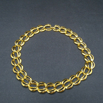 Vintage Napier Gold Tone Chunky Link Necklace 16" Wide Choker Pat. 4,774,743