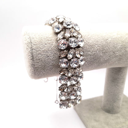 Vintage Eisenberg Ice Wide Rhinestone Bracelet | 1950s Bridal Statement