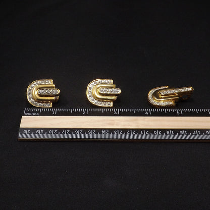 Park Lane Earrings & Matching Pendant Enhancer, Clear Rhinestones, 1980s
