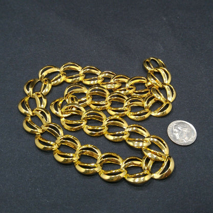 Vintage Napier Gold Tone Chunky Link Necklace 16" Wide Choker Pat. 4,774,743