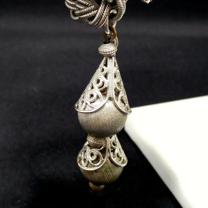 Signed Monet Bracelet Silver Tone Bolero Series, Book Piece, Two Tassels, 1960s Vintage Jewelry