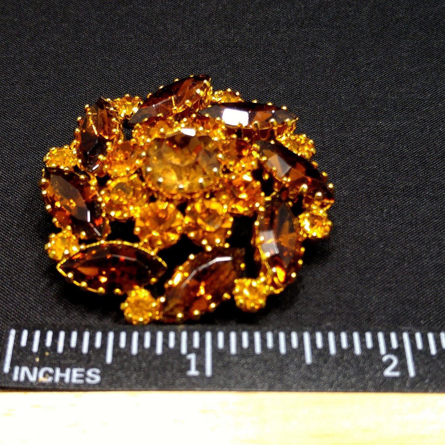 VIntage C'est Bien Topaz Rhinestone Brooch, Gold Plated, 1960s