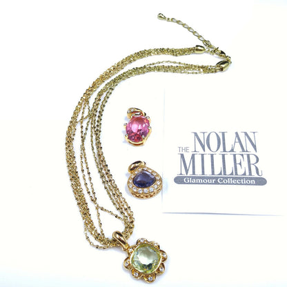 Vintage Nolan Miller Necklace & Three Austrian Crystal Pendants, 1990s