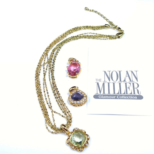 Vintage Nolan Miller Necklace & Three Austrian Crystal Pendants, 1990s