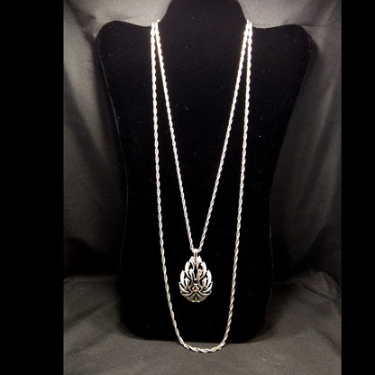Crown Trifari Pendant Long Necklace, Layered Look, 1960s Vintage Jewelry