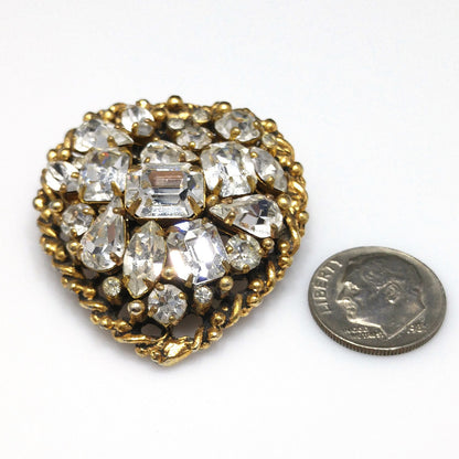 Barclay Clear Rhinestone Brooch, Gold Plated, "Jewels of India", 1950s Vintage Jewelry