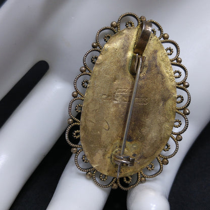 Vintage Silver Eilat Stone Brooch Pendant – Green Blue Gemstone from Israel