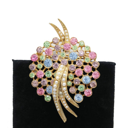 Vintage Arthur Pepper's "Art" Pastel Brooch, Gold Plated, 1950s Vintage Jewelry