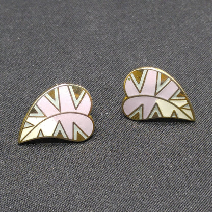 Laurel Burch "Petite Petal" Post Earrings, Lavender Leaves, Gold Plated, 1980s