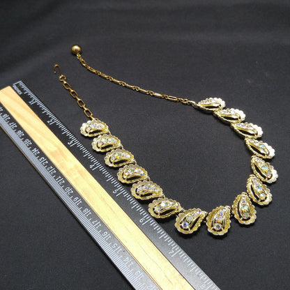 Vintage 1960s Aurora Borealis Rhinestone Gold Plated Choker Necklace 16"