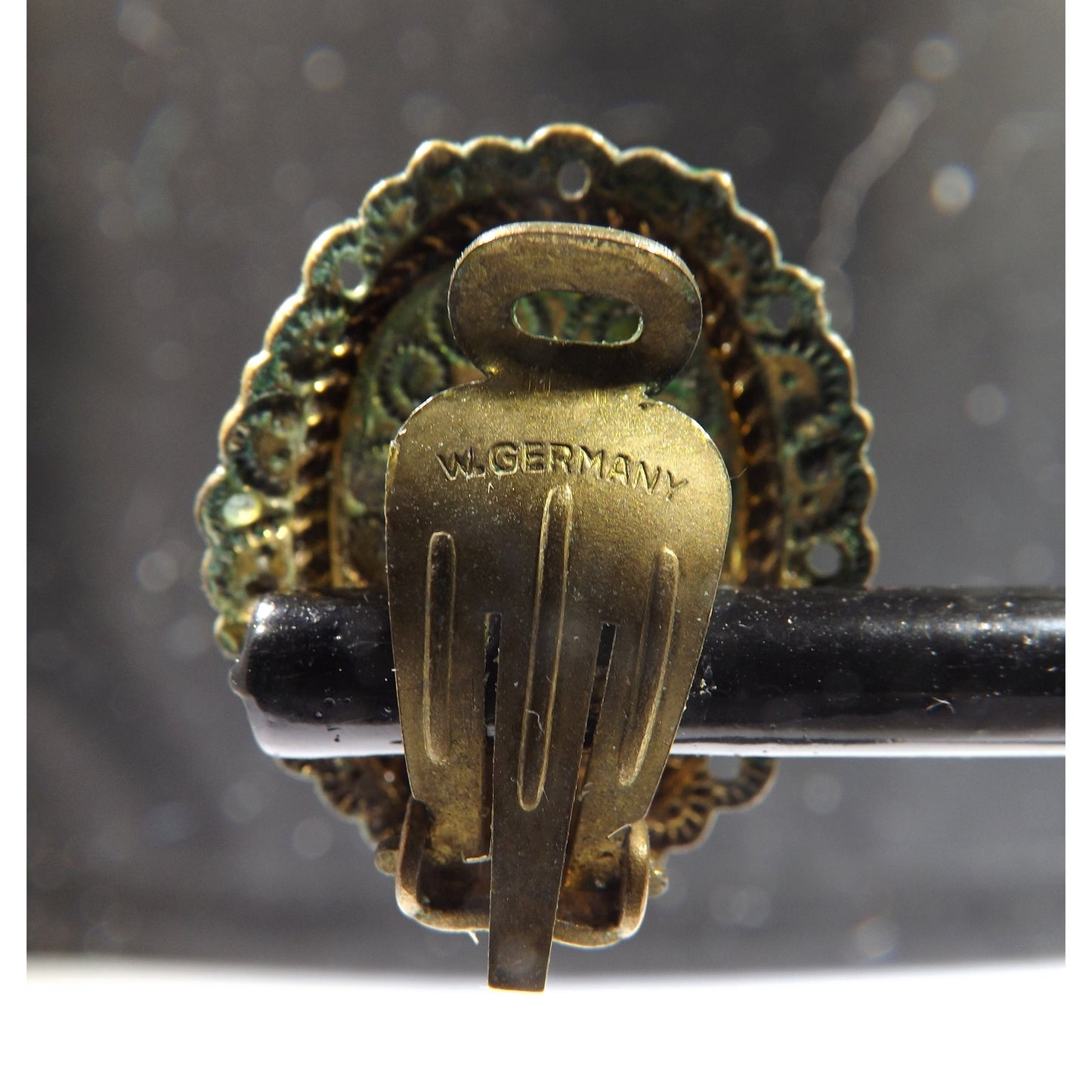 Vintage 1950s West Germany Courting Couple Cameo Pendant Brooch Earrings Set