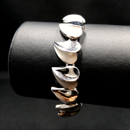 Crown Trifari Heart Leaves Bracelet, Rhodium Plated, 1960s Vintage Jewelry