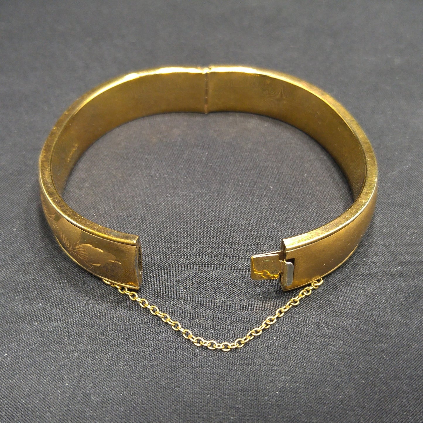 Victorian 12 KT Gold Filled Bracelet, Safety Chain, Floral Embossed, 1930s Vintage Jewelry