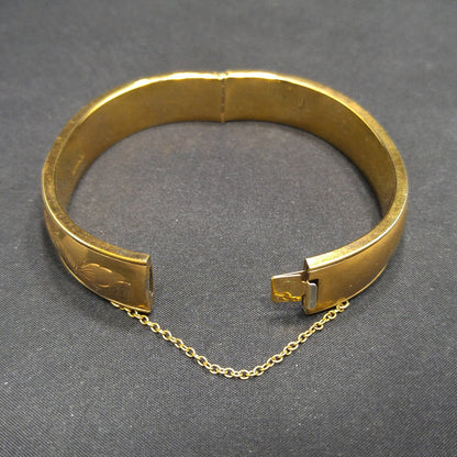 Victorian 12 KT Gold Filled Bracelet, Safety Chain, Floral Embossed, 1930s Vintage Jewelry