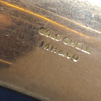 MH & Co. Gold Shell Victorian Hinged Bracelet, Early 1900s Antique Jewelry