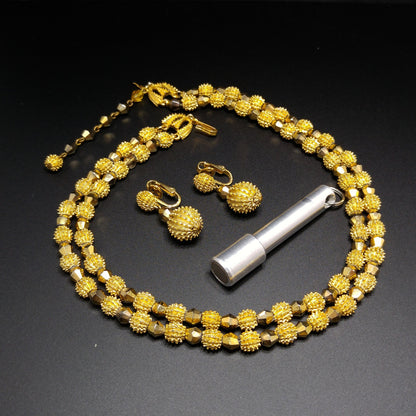 Crown Trifari Brutalist Necklace & Earrings, Electra Trifanium, 1960s Vintage Jewelry