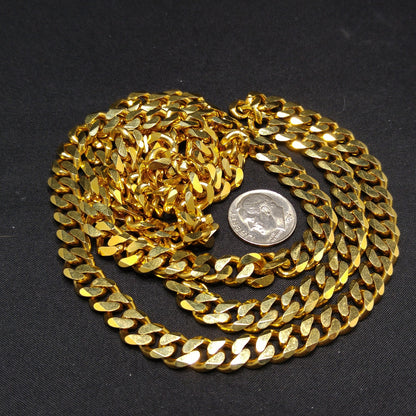 Monet Cuban or Curb Chain 36" Necklace, Gold Plated, 1980s Vintage Jewelry