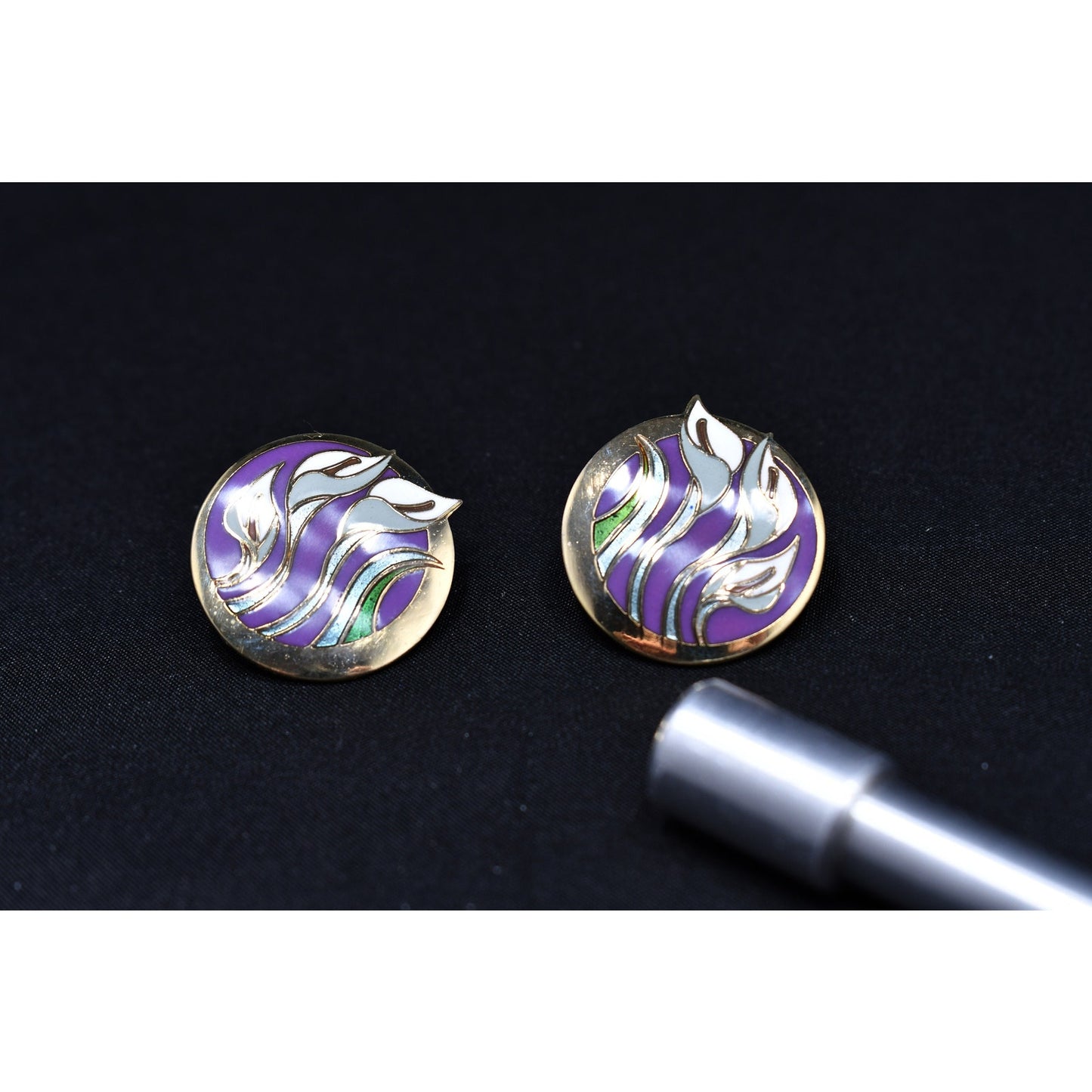 Laurel Burch "Lilies For Les" Floral Post Earrings, Gold Plated, 1980s