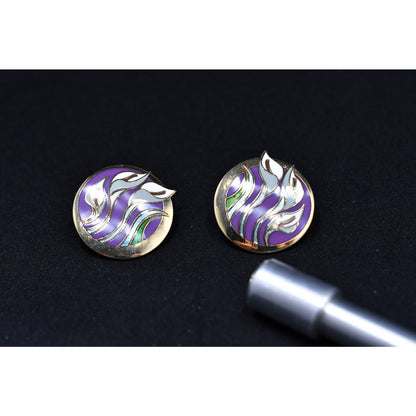 Laurel Burch "Lilies For Les" Floral Post Earrings, Gold Plated, 1980s