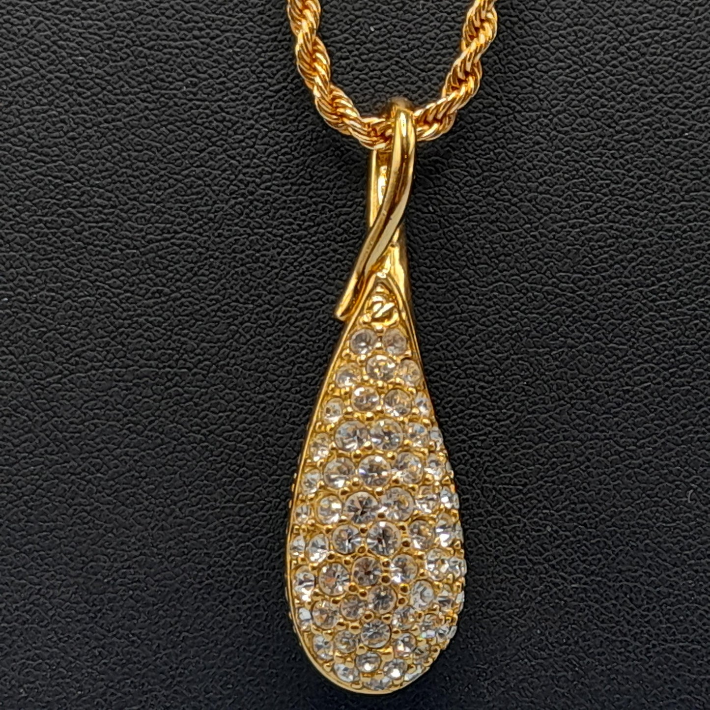 Swarovski Clear Rhinestone Long Pendant Necklace, 30 Inches, Swan Logo