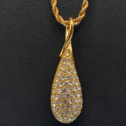 Swarovski Clear Rhinestone Long Pendant Necklace, 30 Inches, Swan Logo