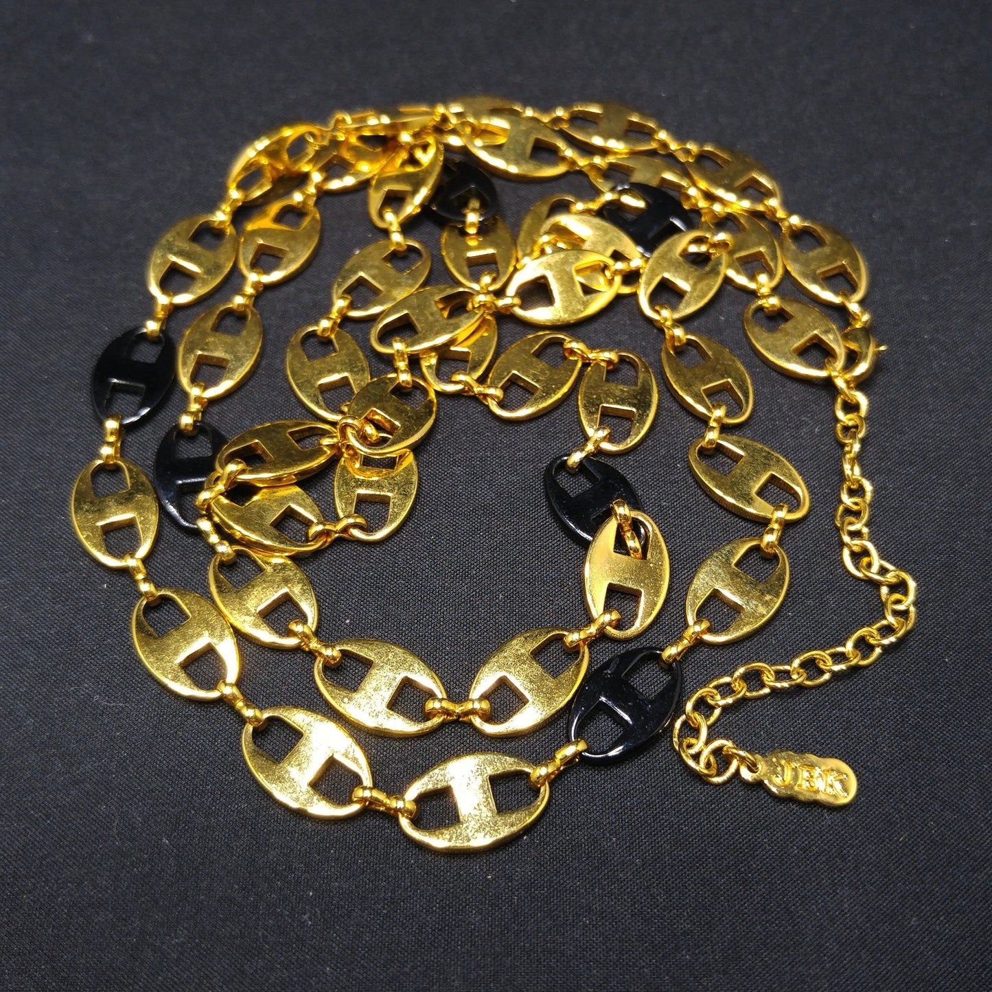Jackie Kennedy Replica Necklace – Camrose & Kross JBK Gold Black Enamel Links, 1990s