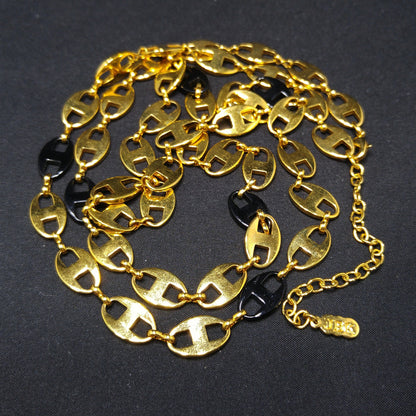 Jackie Kennedy Replica Necklace – Camrose & Kross JBK Gold Black Enamel Links, 1990s